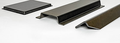 Various custom-made sheet metal profiles and folded steel parts in the product view.